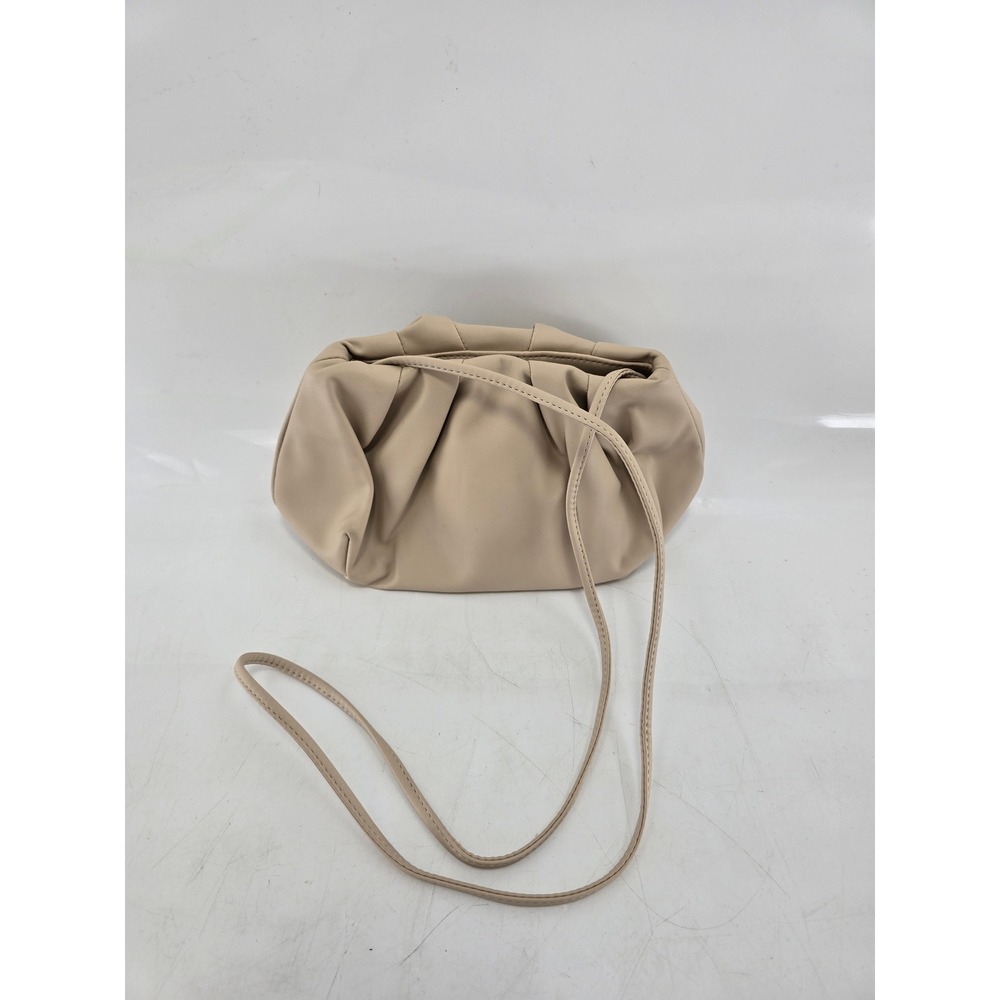 Oak + Fort Ruched Pouch Crossbody Bag Women Small Tan Faux Leather BA-7910-W VG‎